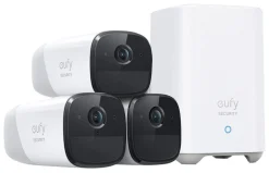 EufyCam 2 Pro Kit, 3 overvåkningskameraer, 1 HomeBase