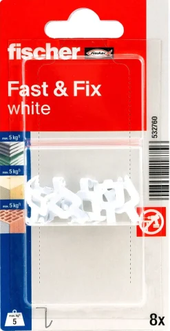 Fischer Fast & Fix veggkrok til gips og tre, 8-pakning