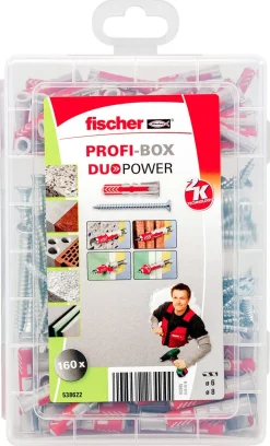 Fischer Profi-Box DuoPower universalplugg med skrue, 160-pakning