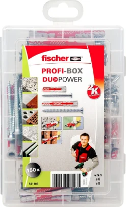 Fischer Profi-Box DuoPower universalplugg med skrue, 150-pakning