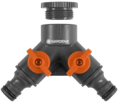 Gardena 2-veis krankobling med adapter, 1/2" - 3/4"