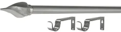 Gardinstang med endeknotter og veggfester, 120–210 cm