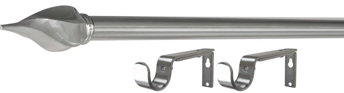 Gardinstang med endeknotter og veggfester, 120–210 cm