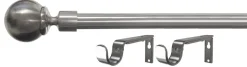Gardinstang med endeknotter og veggfester, 120–210 cm