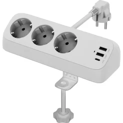 Grenuttak 3-veis USB-C, USB-A, bordklemme, 1,5 m