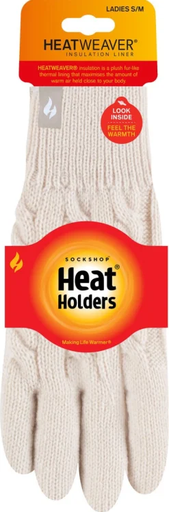 Heat Holders fingervanter, dame, strikkede, beige