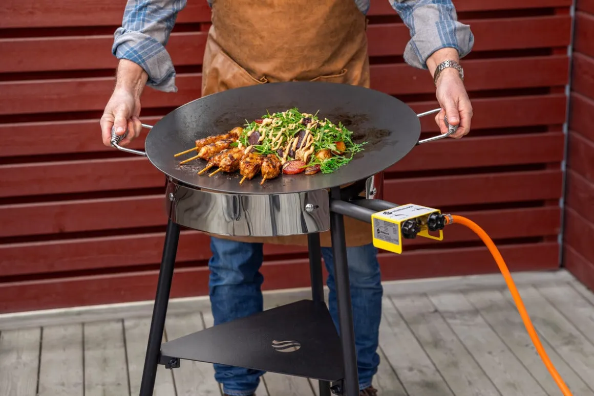 Hällmark stekehelle 78 cm med gassbrennere og stativ