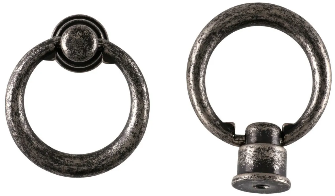 Håndtak med ring, antikk jern