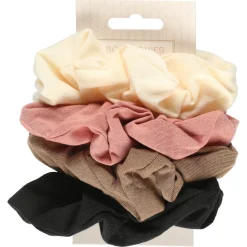 Hårstrikker scrunchies bomull, 4-pakning