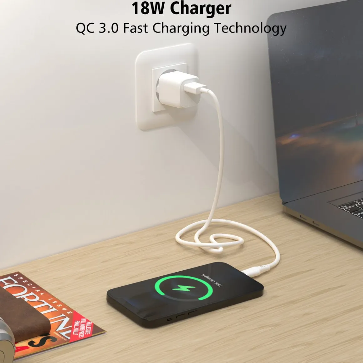Hurtiglader USB-A, 18 W