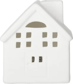 Hus i keramikk med LED-lys og timer, 6 cm