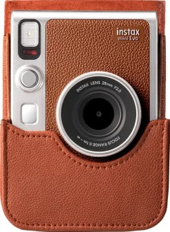Instax Mini Evo Case kameraetui i lærimitasjon, brunt