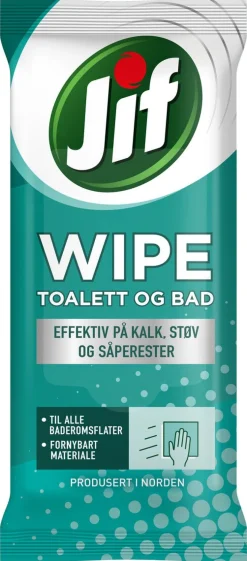 Jif Easy Wipe toalett og bad rengjøringskluter, 30-pakning