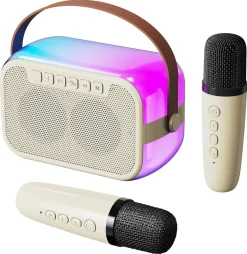 Karaokehøyttaler med 2 trådløse mikrofoner