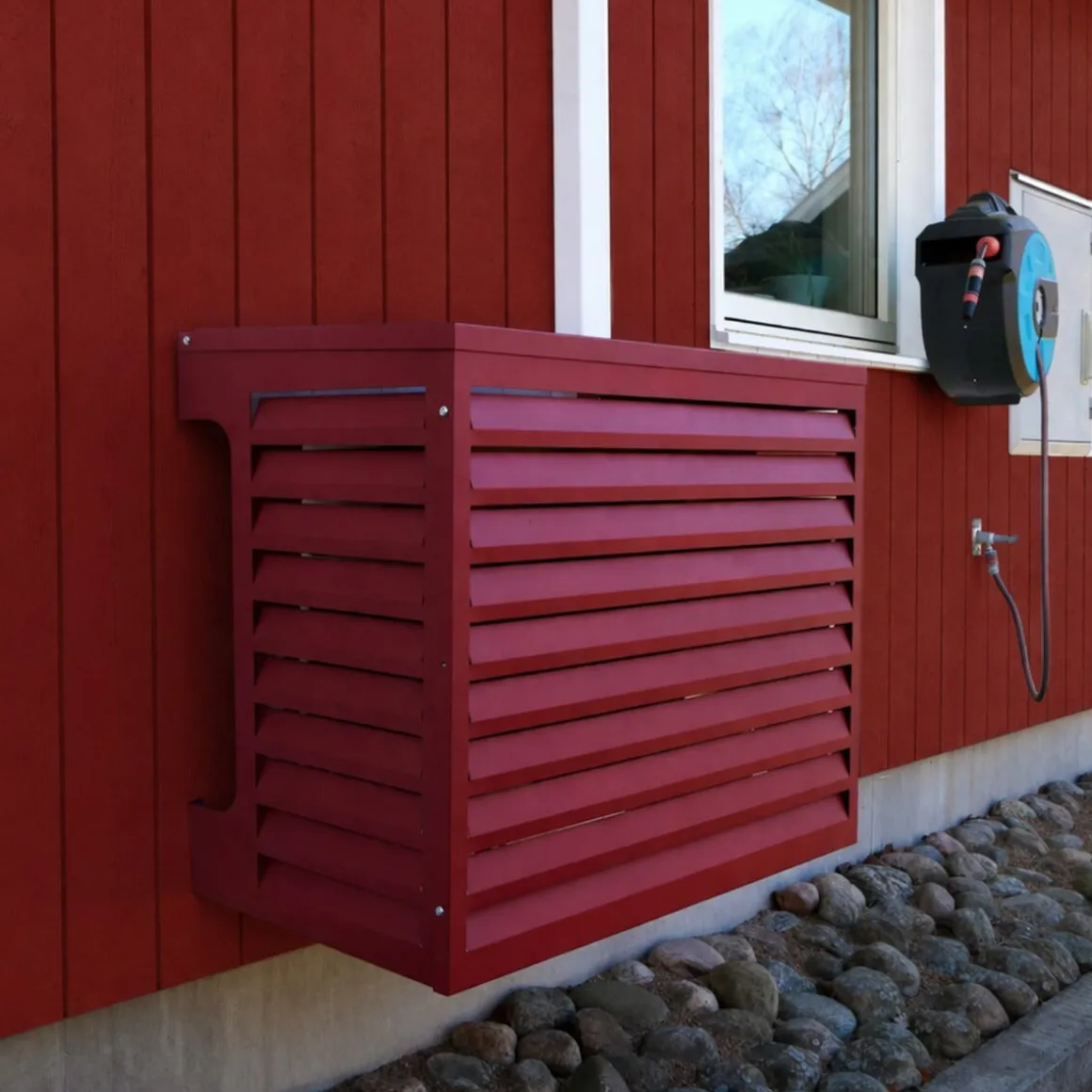 Klimatkoncept beskytter til utendørs luftvarmepumpe, metall