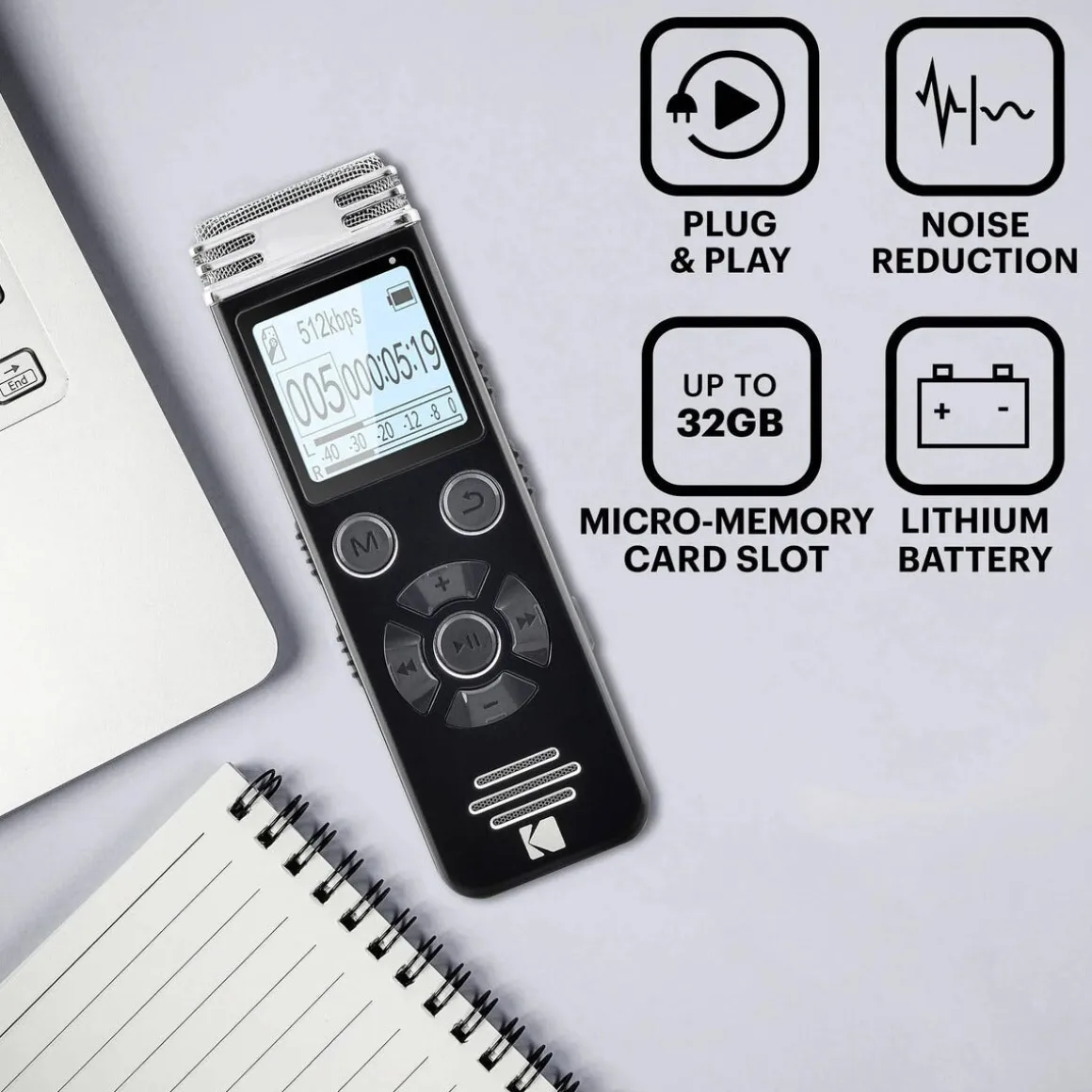 Kodak diktafon VRC450 med USB-tilkobling