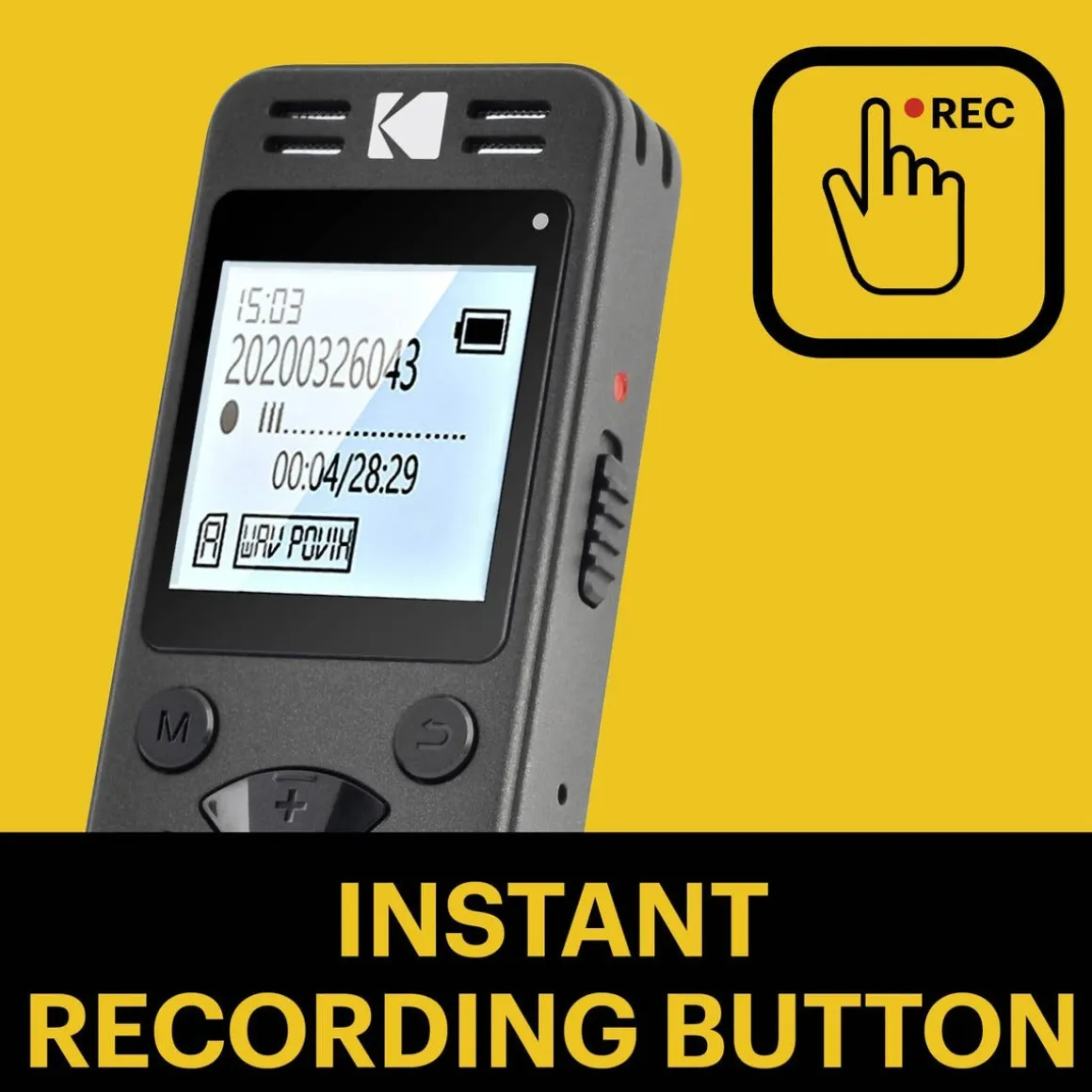 Kodak VRC350 diktafon oppladbar med USB-C
