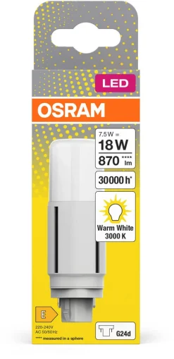 Kompaktlysrør LED G24d 7,5 W varmhvit, Osram