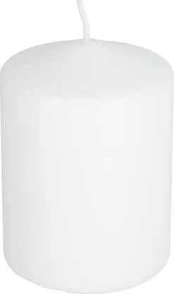 Kubbelys i stearin, 6,7 cm i diameter, hvitt