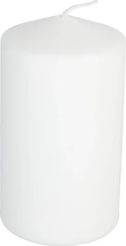 Kubbelys i stearin, 6,7 cm i diameter, hvitt