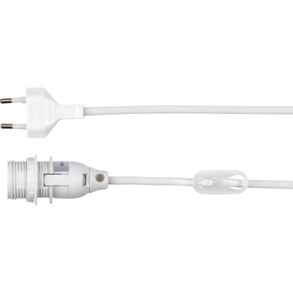 Lampeholder E14 med 5 m ledning, hvit