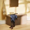 Lav sittebenk med oppbevaring, innendørs, beige, 76 x 38 x 38 cm