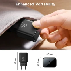 Lightning- til USB-C-lader 20 W med kabel, 1 m, svart