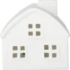 Lite hus i keramikk med LED-lys og timer, 6 cm