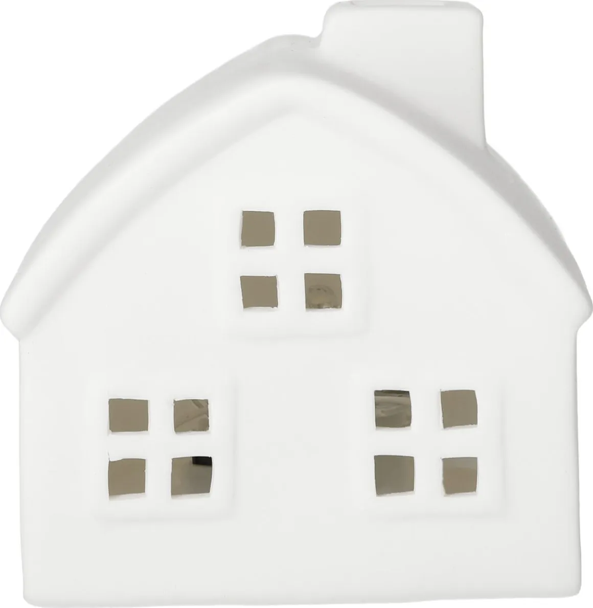 Lite hus i keramikk med LED-lys og timer, 6 cm