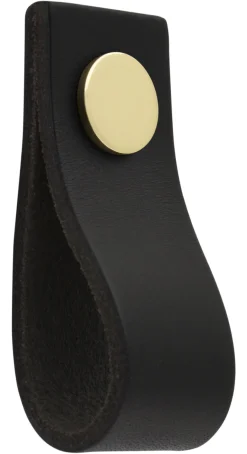 Lærhåndtak Ari svart, 65 mm