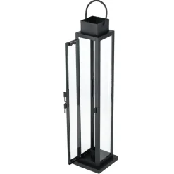 Lykt for stakelys, metall glass svart 39 cm