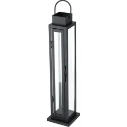 Lykt for stakelys, metall glass svart 39 cm