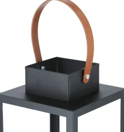 Lykt i glass, metall og tre, svart