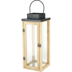 Lykt i tre og glass med håndtak