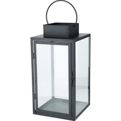 Lykt med håndtak, svart metall