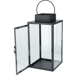 Lykt med håndtak, svart metall