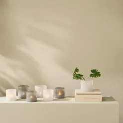 Lyslykt i frostet glass, grå