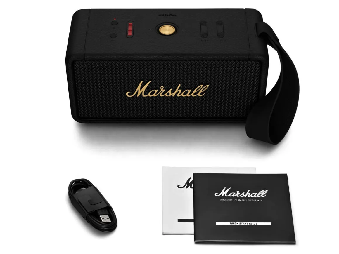 Marshall Middleton bærbar høyttaler, svart/messing