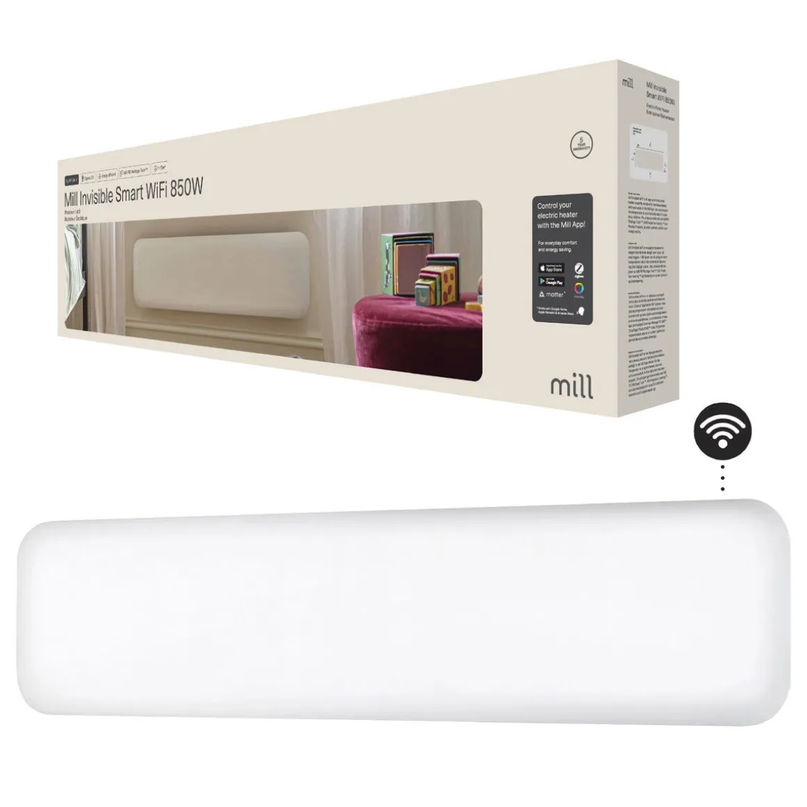 Mill Invisible Smart wifi-ovn Gen. 4, hvit, 850 W