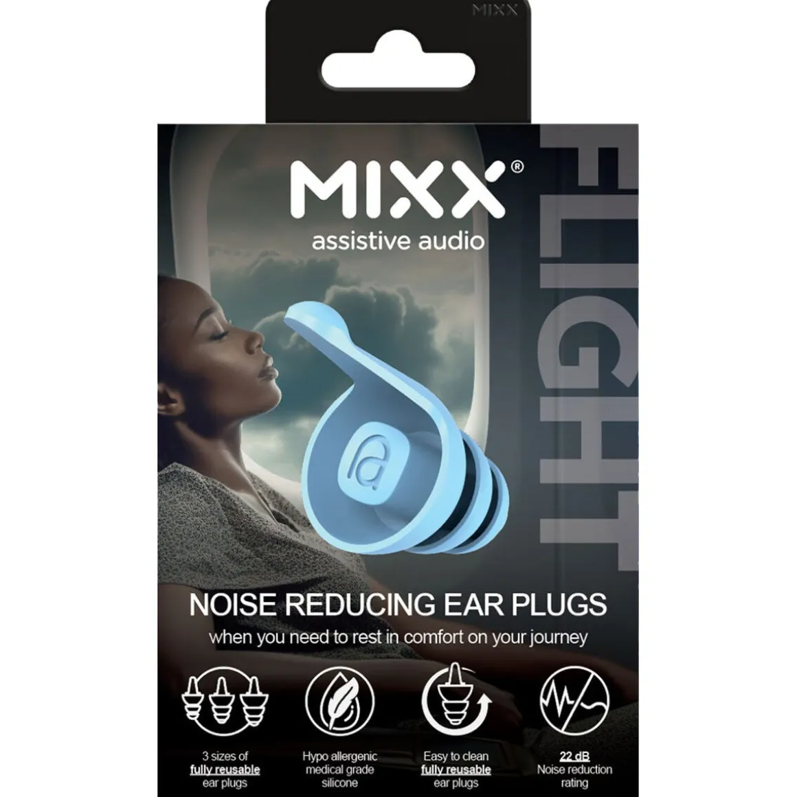 Mixx Flight ørepropper til flyturer, 25 dB