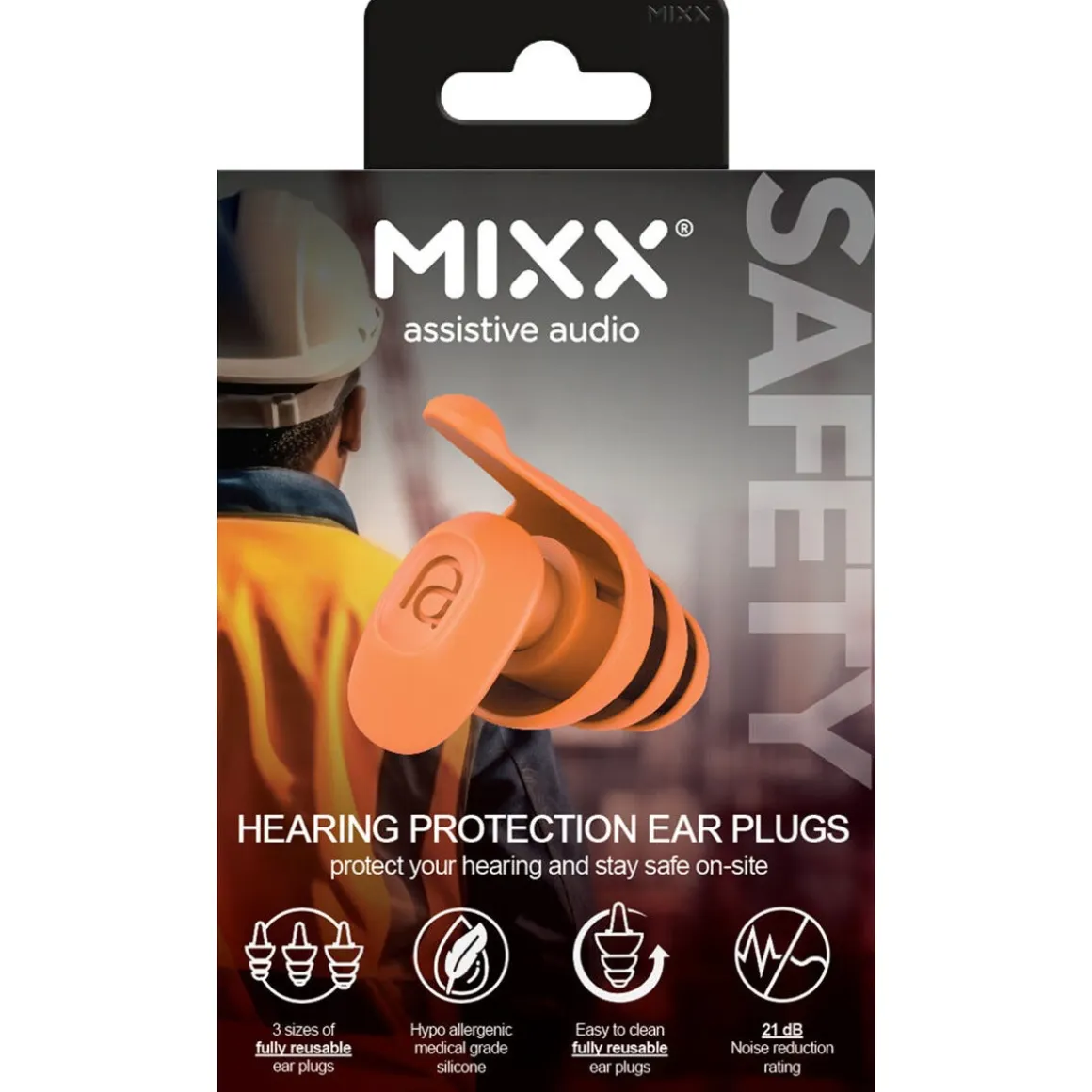 Mixx Work ørepropper i silikon, hørselsvern, 27 dB