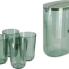 Mugge i plast med lokk og 4 glass, 2 liter