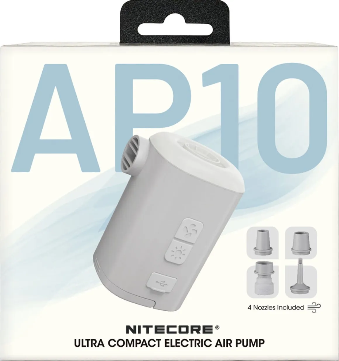 Nitecore AP10 ultrakompakt, oppladbar luftpumpe med LED