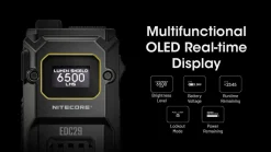 Nitecore EDC29 lommelykt, USB-C-oppladbar, IP54 6500 lm