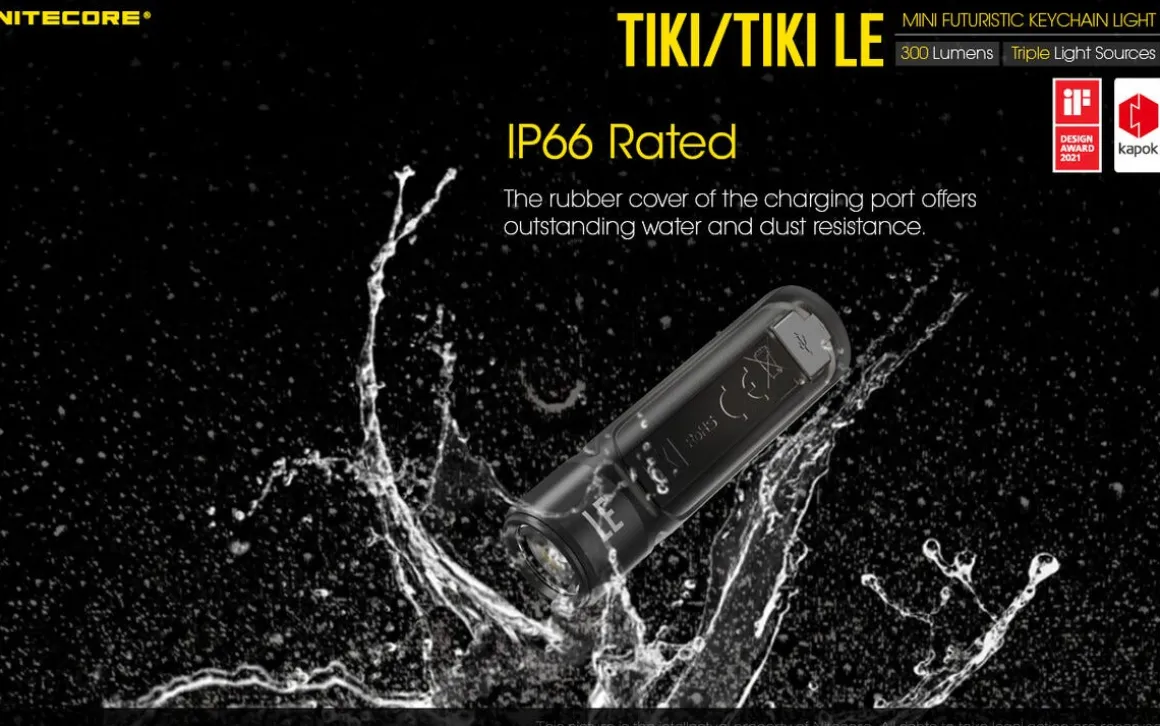 Nitecore oppladbar LED-lommelykt, USB-C, 300 lm