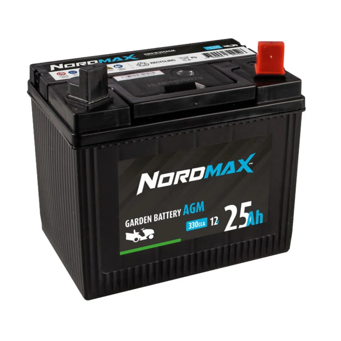 Nordmax Garden AGM-batteri på 12 V, 25 Ah med polstilling 0