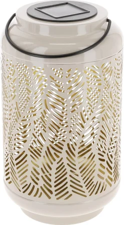 Northlight solcellelykt hullmønstret, beige