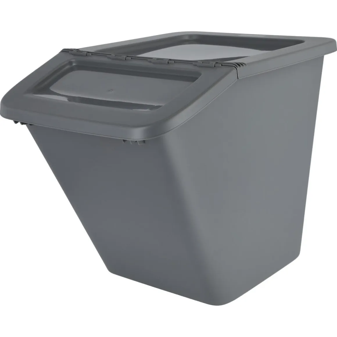 Oppbevaringskasse i plast med foldbart lokk, utendørs, grå