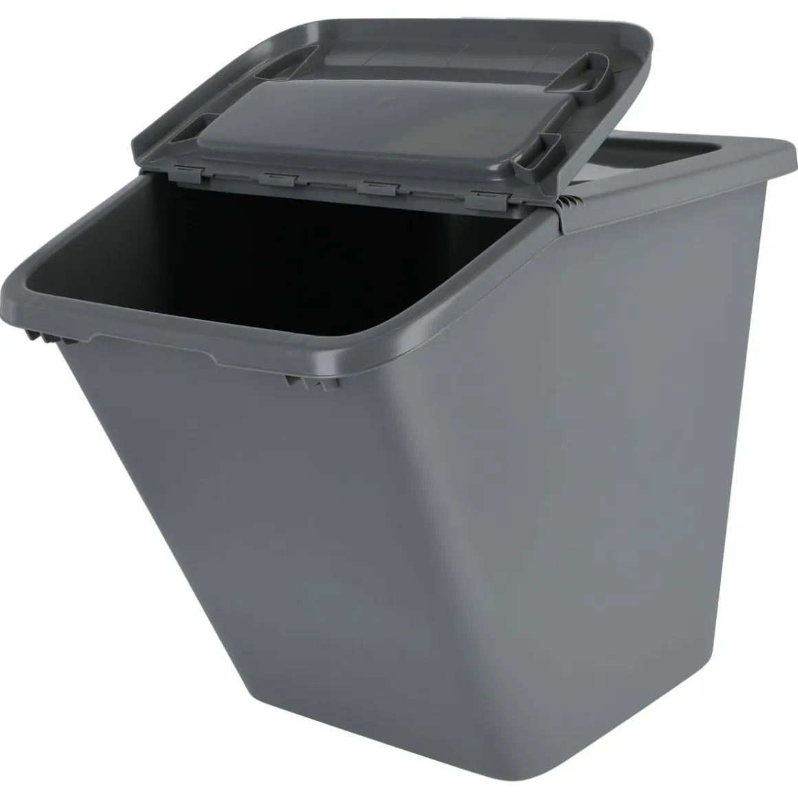 Oppbevaringskasse i plast med foldbart lokk, utendørs, grå