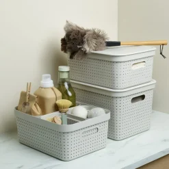 Oppbevaringskurv Neat beige, resirkulert plast